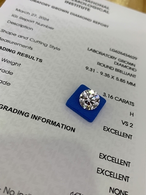 Αγορά 3.16CT H VS2 3EX Στρογγυλοκομμένο Εργαστήριο CVD Διαμάντι LG626434629 online manufacture