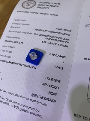 Αγορά 2.19ct Εργαστήριο Διαμάντι Ραδιεντικό Κόψιμο CVD F VVS2 EX VG N IGI LG630433629 online manufacture