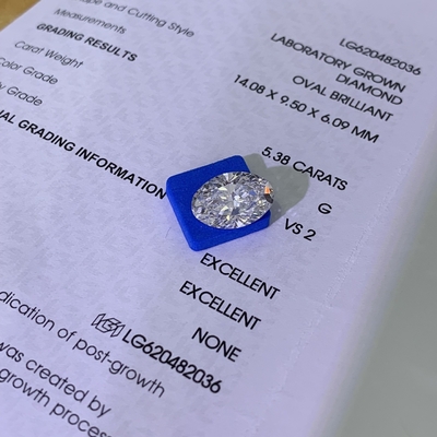 Αγορά 5.38ct Μεγαλωμένο Brilliance Διαμάντια Οβάλ Κόψη CVD G VS2 2EX N IGI LG620482036 online manufacture