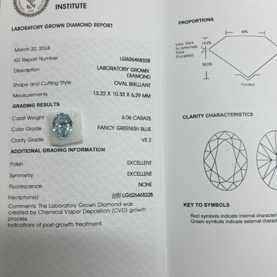 Αγορά 6.06 καρατίων Εργαστήριο Προϊόντα Διαμάντια Φανταστικό Vivid Blue OEM ODM online manufacture