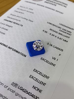3.18CT F VS1 3EX CVD Συνθετικό διαμαντένιο αχλάδι με κόψιμο IGI Πιστοποιητικό LG626434630