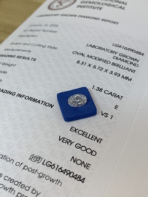 1.38ct Οβάλ Κόψιμο Εργαστήριο Μεγαλωμένο Διαμάντι CVD E VS1 EX VG N IGI Πιστοποιημένο