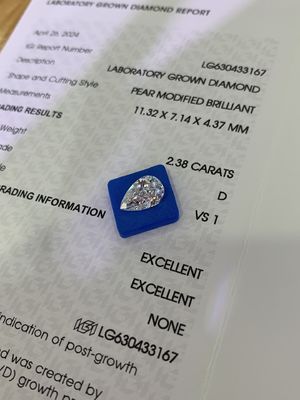 2.38CT D VS1 2EX Συνθετικά Διαμάντια Εργαστήριο Διαμάντια σχήμα αχλάδι