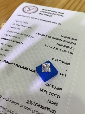 2.52 καράτια F Χρώμα VS1 Διαύγεια EX VG CVD Εργαστήριο Made Διαμάντια