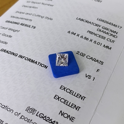 2.02 Καράτ F VS1 2EX CVD Princess Cut Lab Διαμάντι OEM ODM