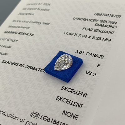 3.01CT F Χρώμα VS2 Διαύγεια 2EX Αχλάδι σε σχήμα αχλαδιού