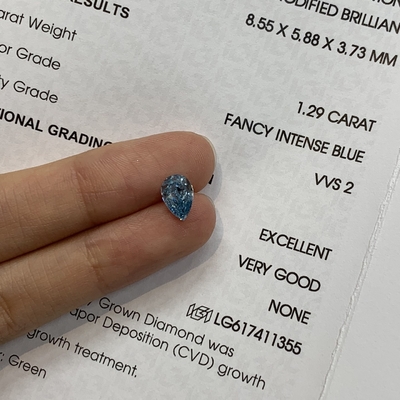 1.29ct VVS2 σχήμα αχλαδιού Εργαστήριο Δημιουργημένο Διαμάντι Φανταστικό Ζωστό Μπλε