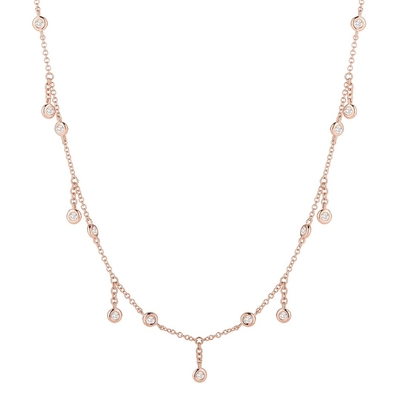 18K Massive Gold Round Cut Bezel Εργαστήριο Μεγάλωσαν Διαμαντένιο Κολιέ με DEFGH πετράδι