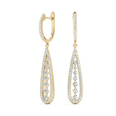 0.75 καρατίων Εργαστήριο Δημιουργήθηκε Διαμαντένιο Hoop σκουλαρίκια VVS Διαύγεια HPHT Στρογγυλό Κόψιμο